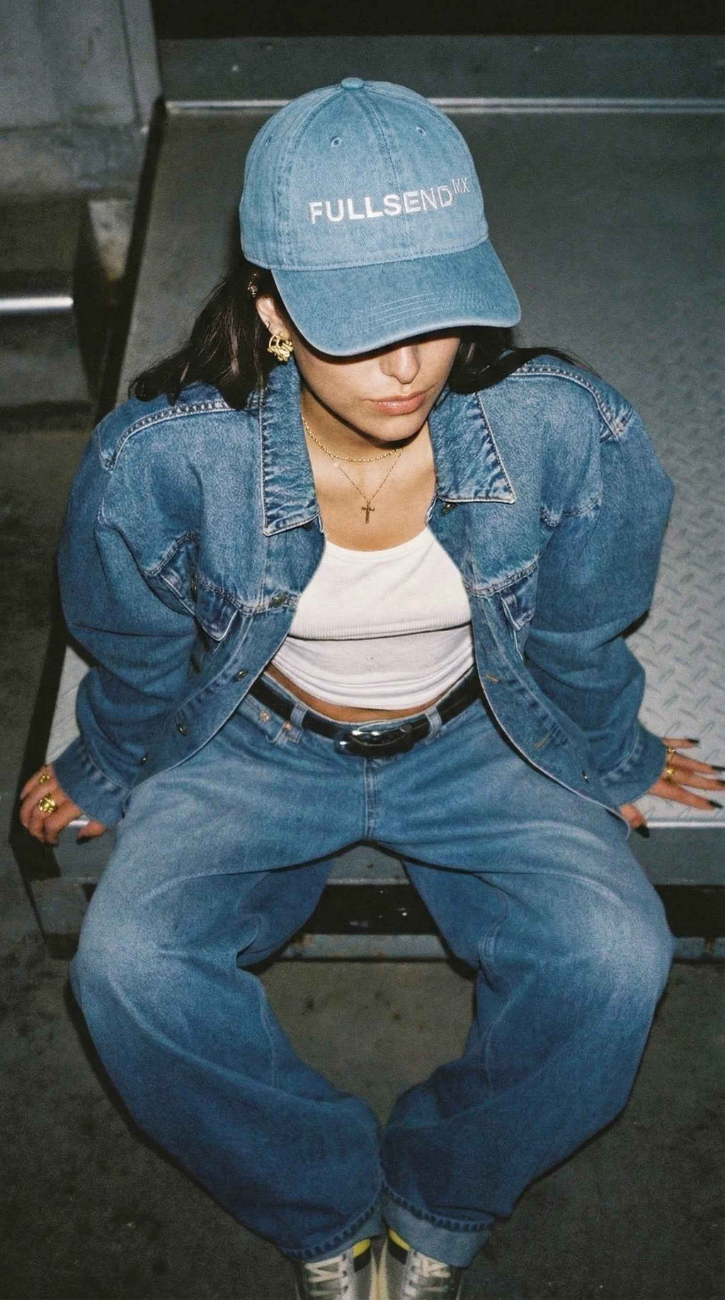 Full Send MX Denim Cap – Washed Streetwear Hat