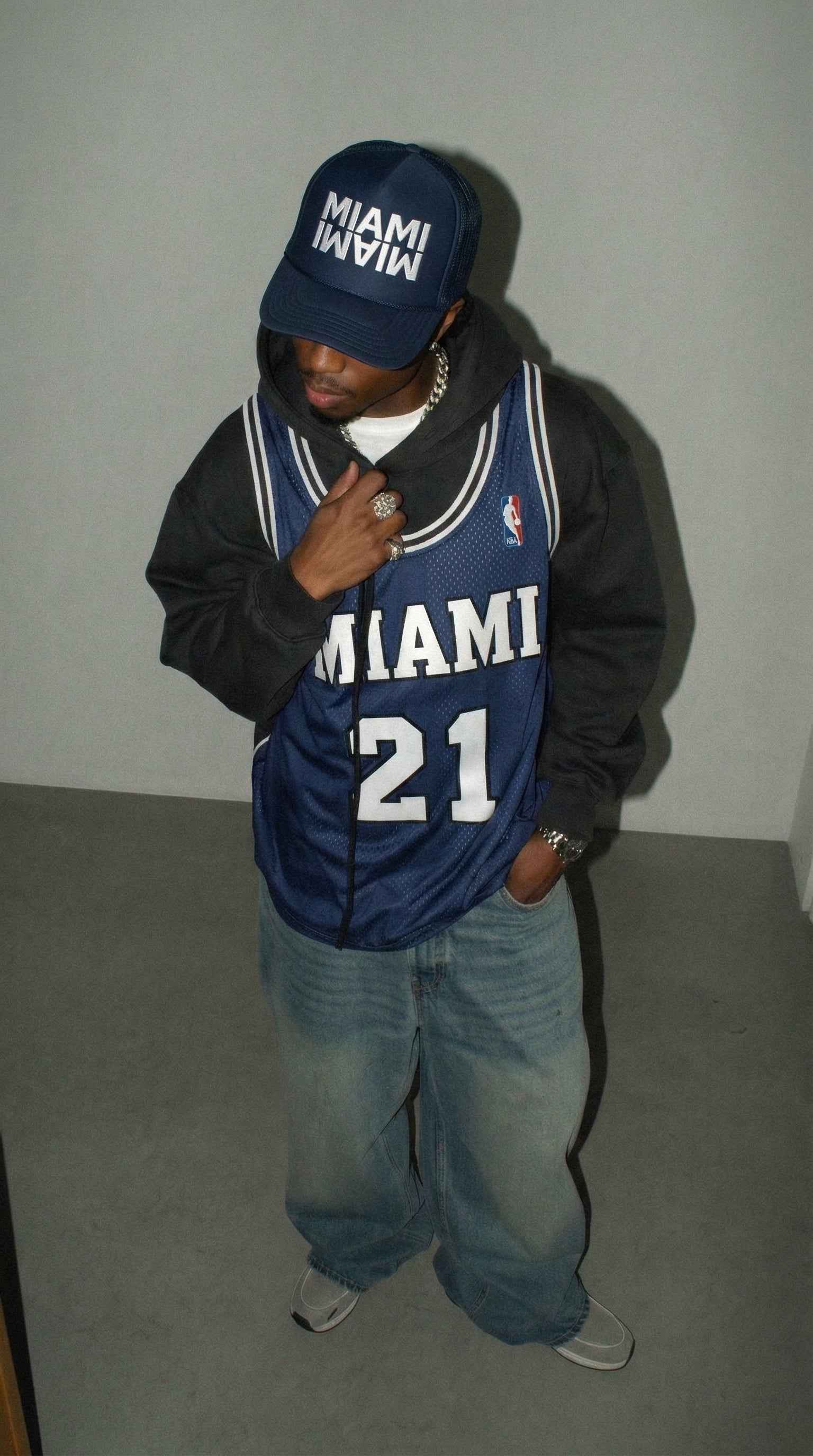 Miami Trucker Hat — Embroidered Snapback Cap | Pink, Navy & Teal