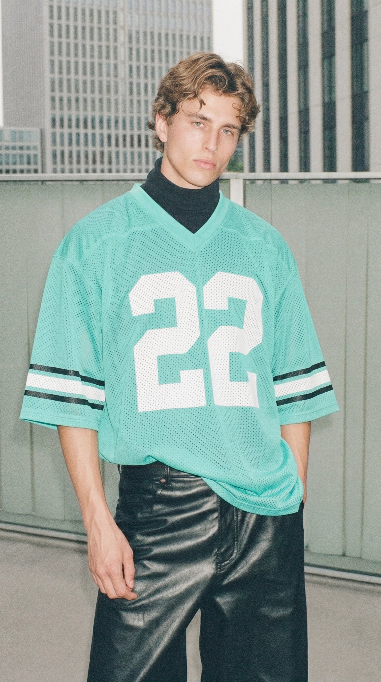 South Beach 22 Jersey — Misty Teal Mesh Streetwear (Miami Edition)