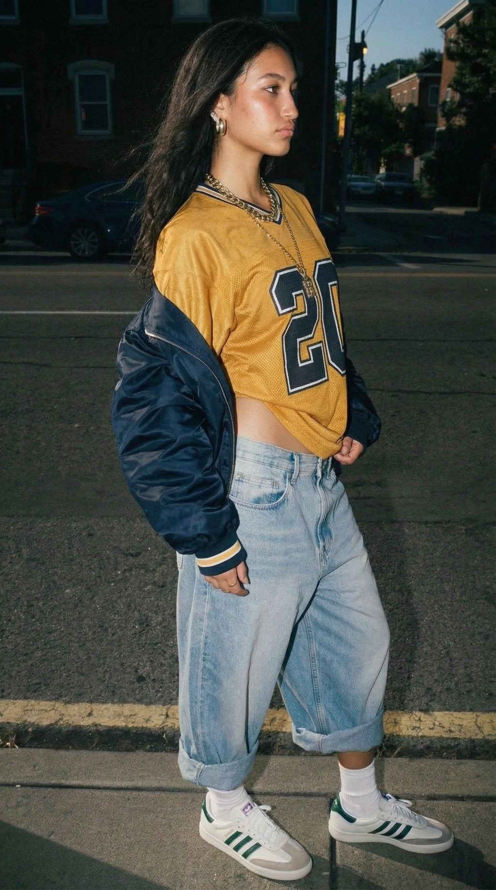 Pittsburgh Football Jersey — Gold & Navy Split Mesh Streetwear