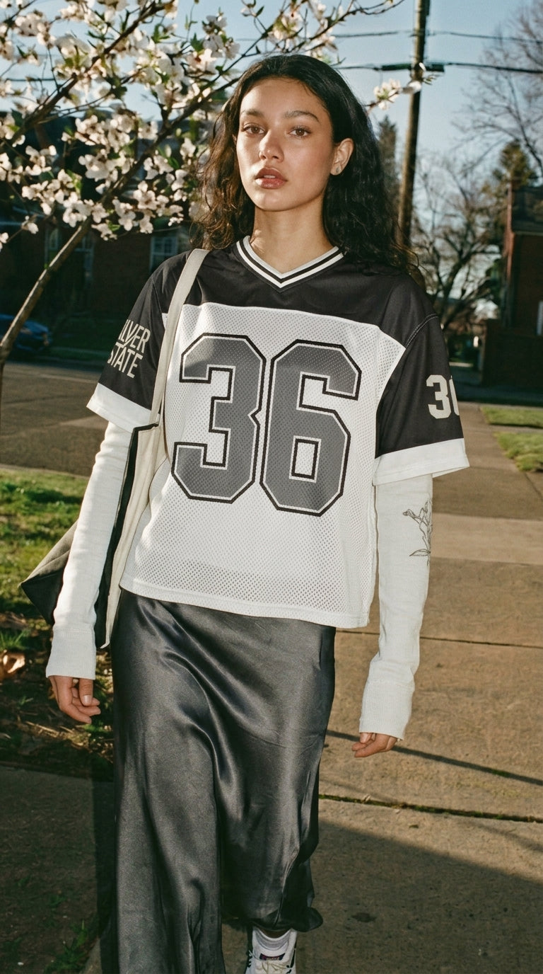 Silver State Vegas Retro Football Jersey – Oversized Mesh Streetwear Jersey