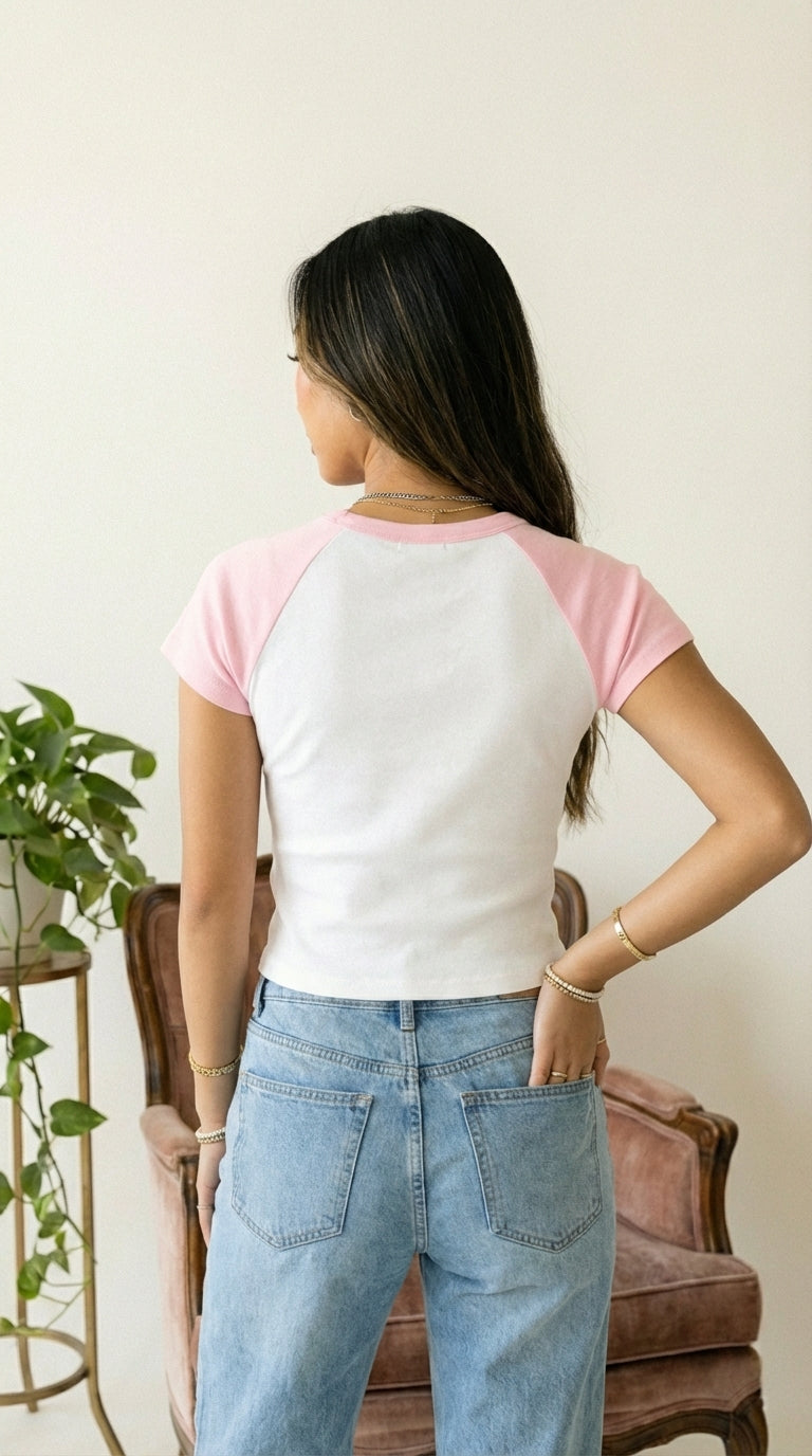 Retro Varsity Raglan Baby Tee