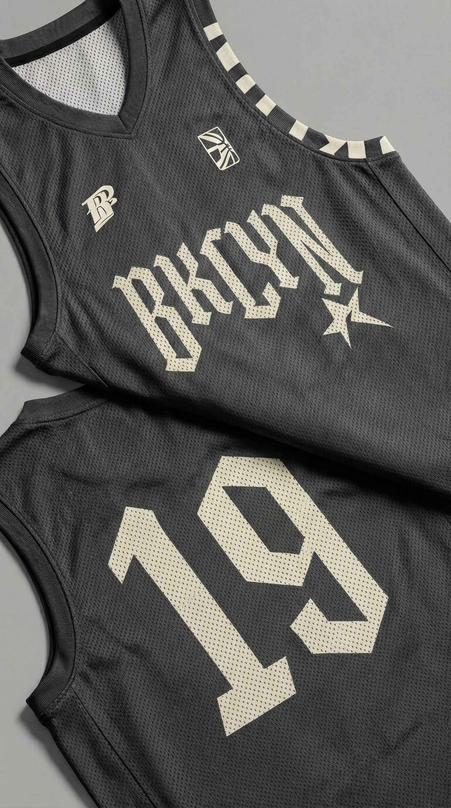 Brooklyn Basketball Jersey — Graphite Mesh Gothic Streetwear
