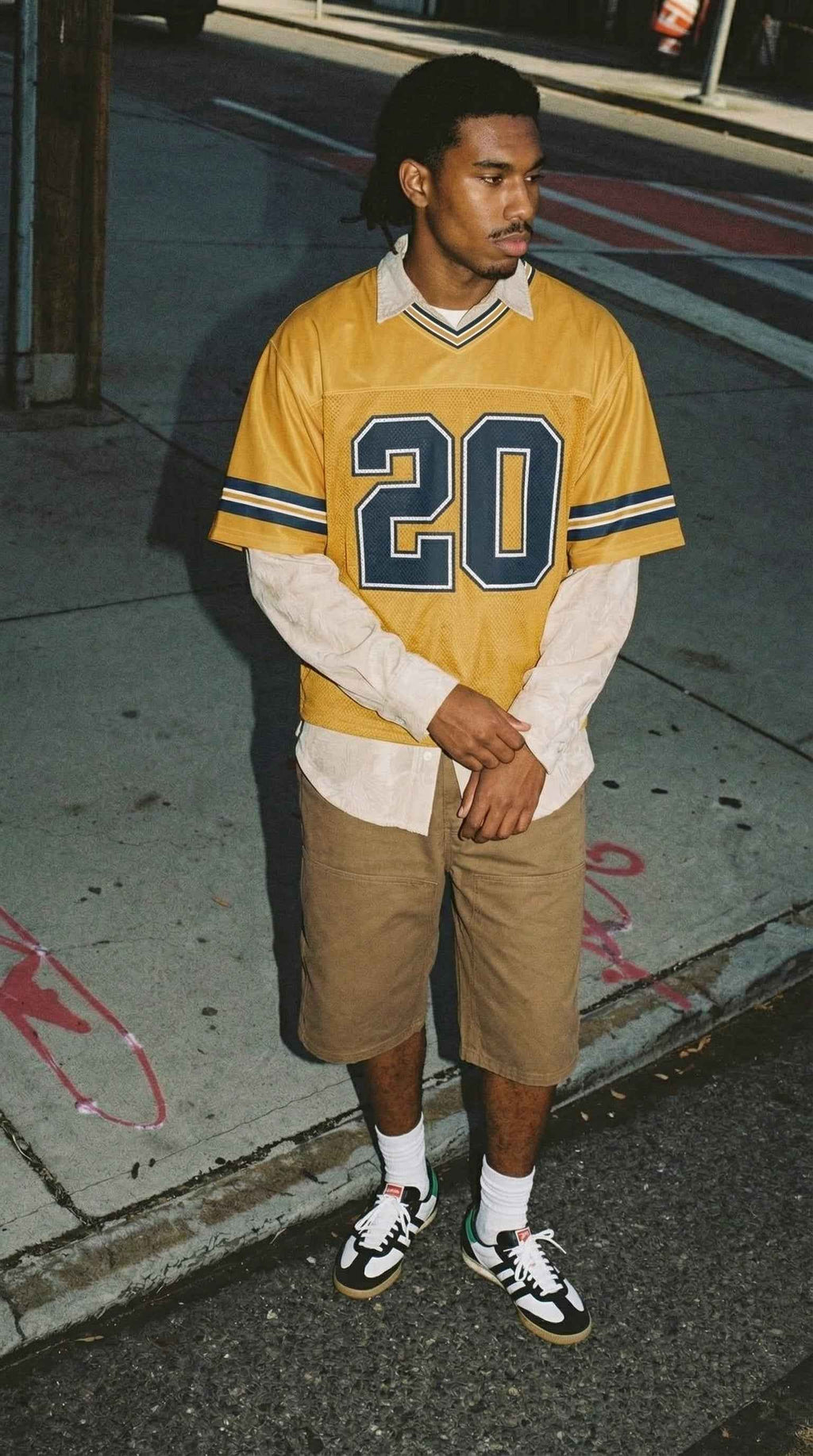 Pittsburgh Football Jersey — Gold & Navy Split Mesh Streetwear