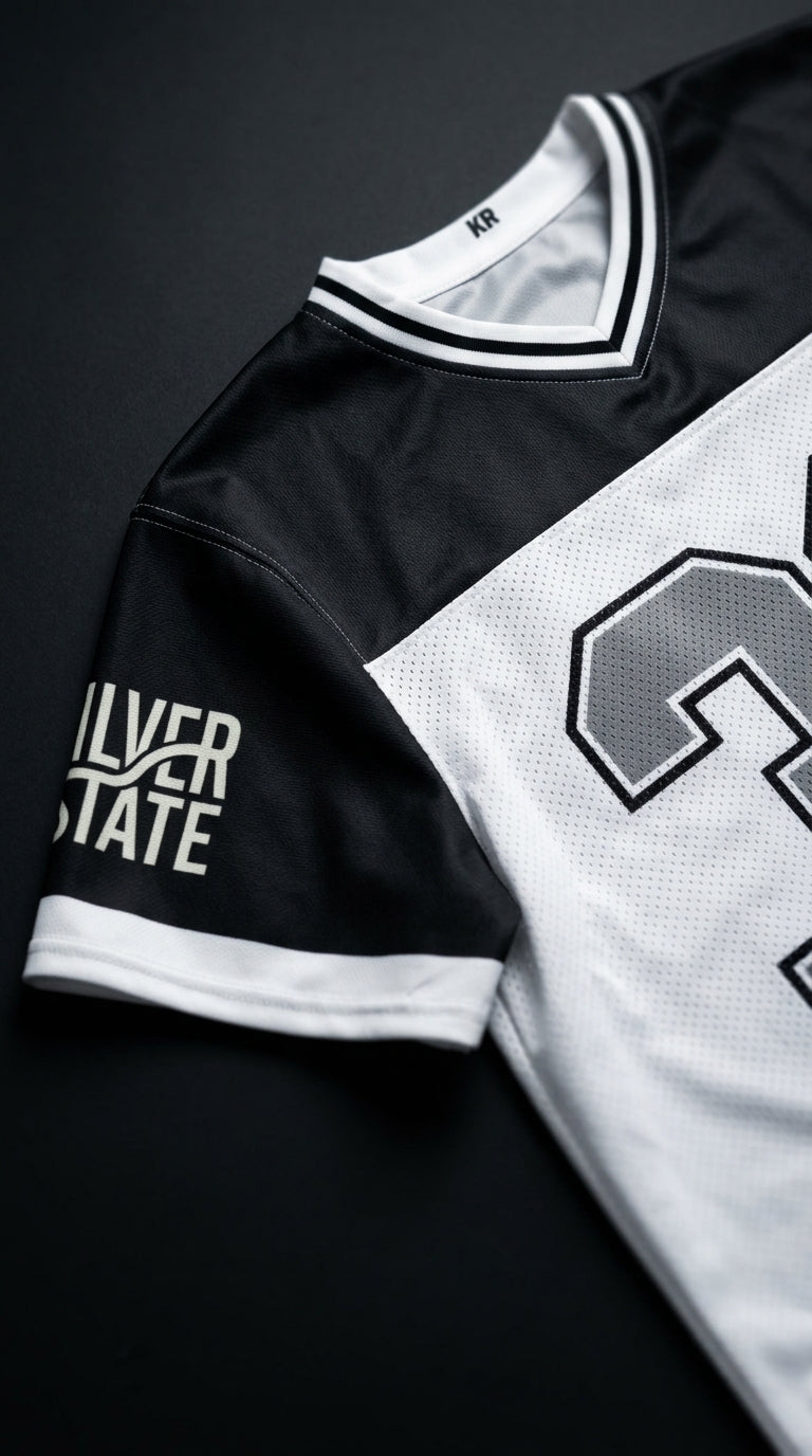Silver State Vegas Retro Football Jersey – Oversized Mesh Streetwear Jersey