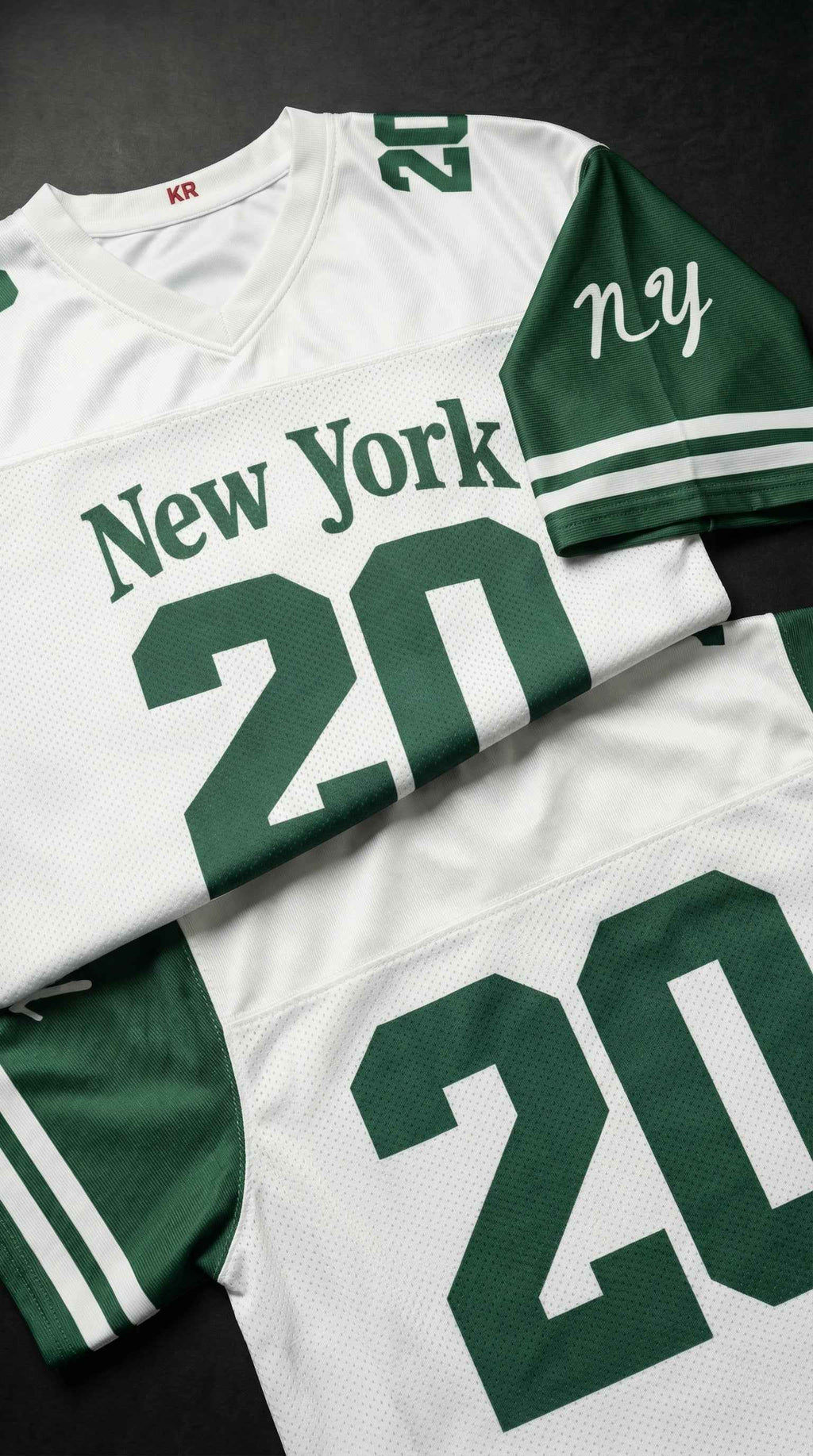 New York Football Jersey — Green & White Throwback Mesh