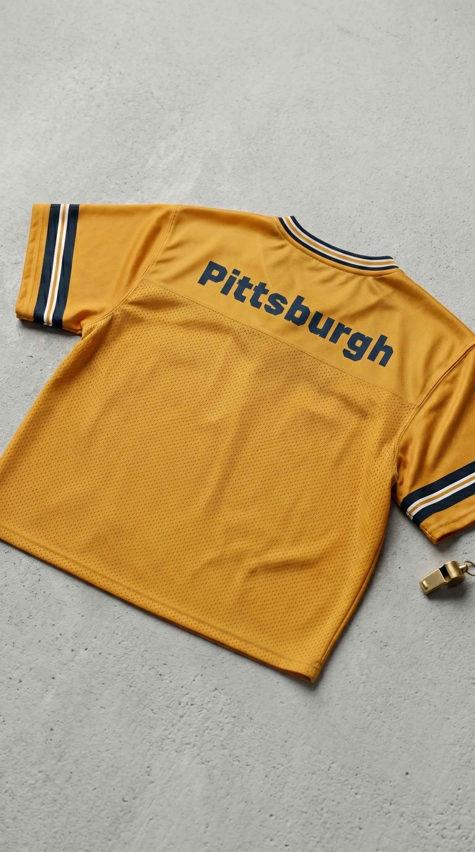 Pittsburgh Football Jersey — Gold & Navy Split Mesh Streetwear