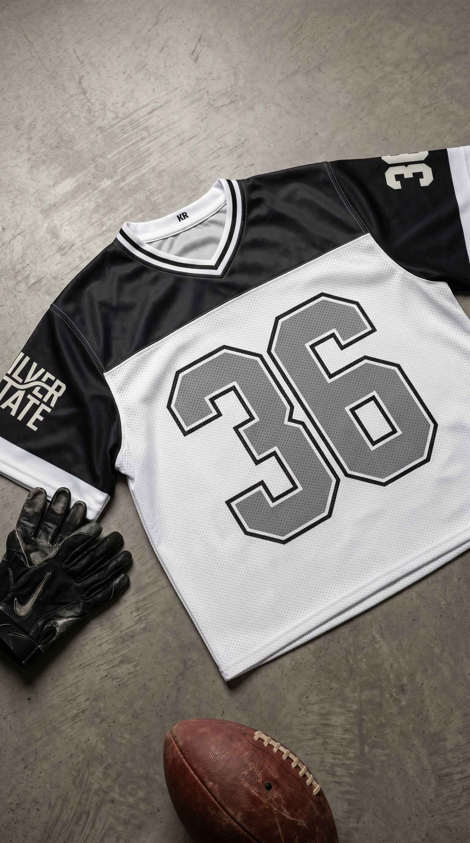 Las Vegas Football Jersey — Black & White Silver State Mesh