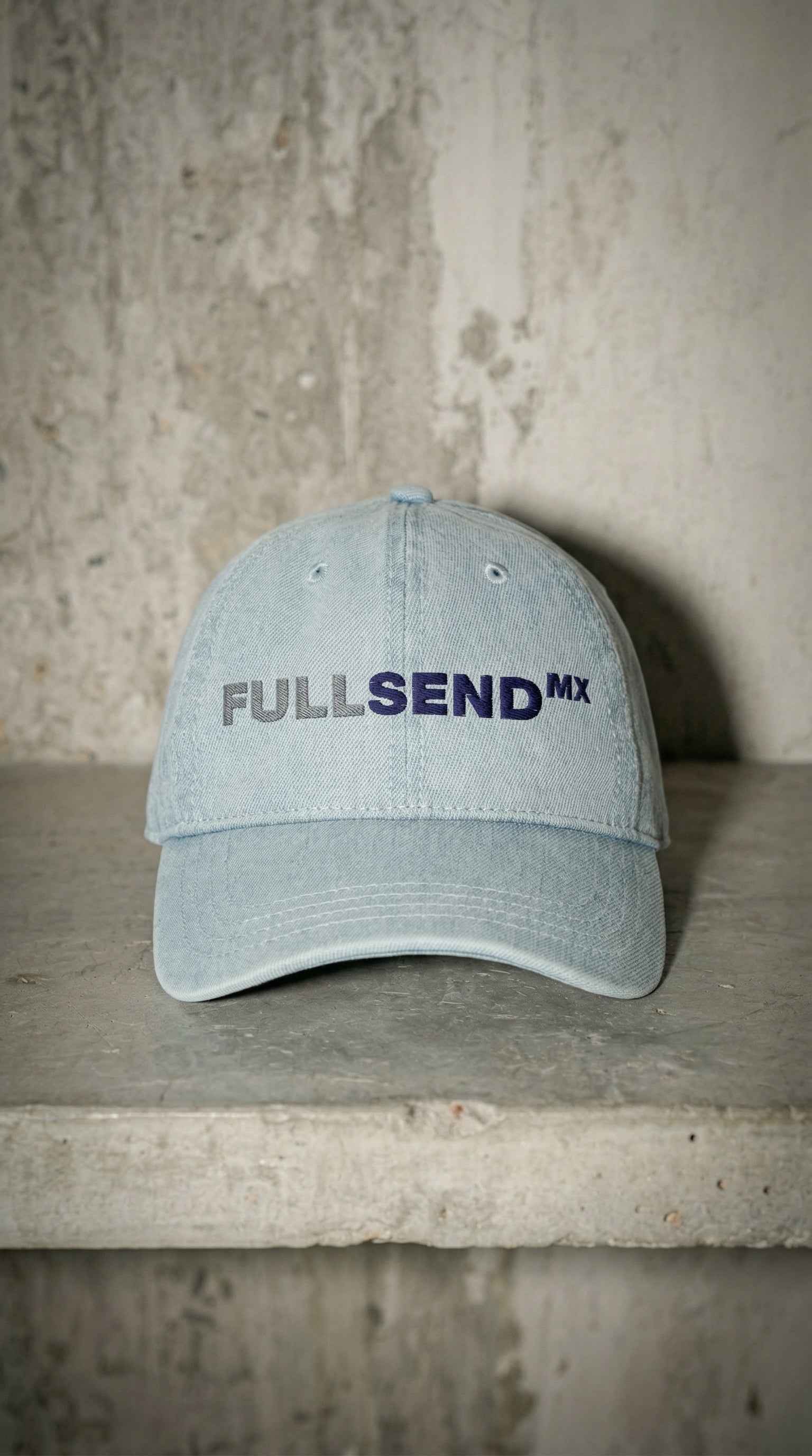 Full Send MX Denim Cap – Washed Streetwear Hat
