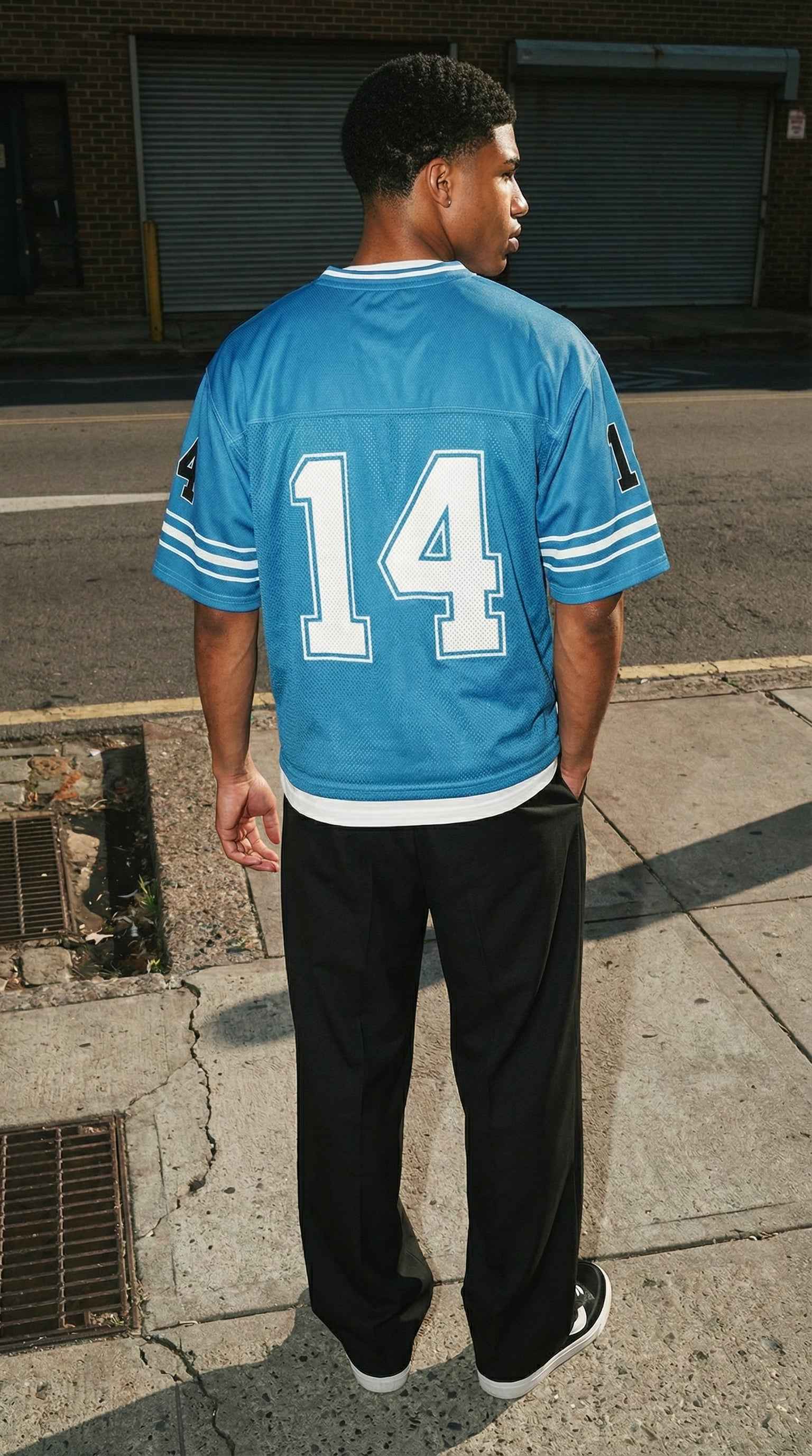 Detroit Retro Football Jersey – Split Mesh Vintage College Street Jersey