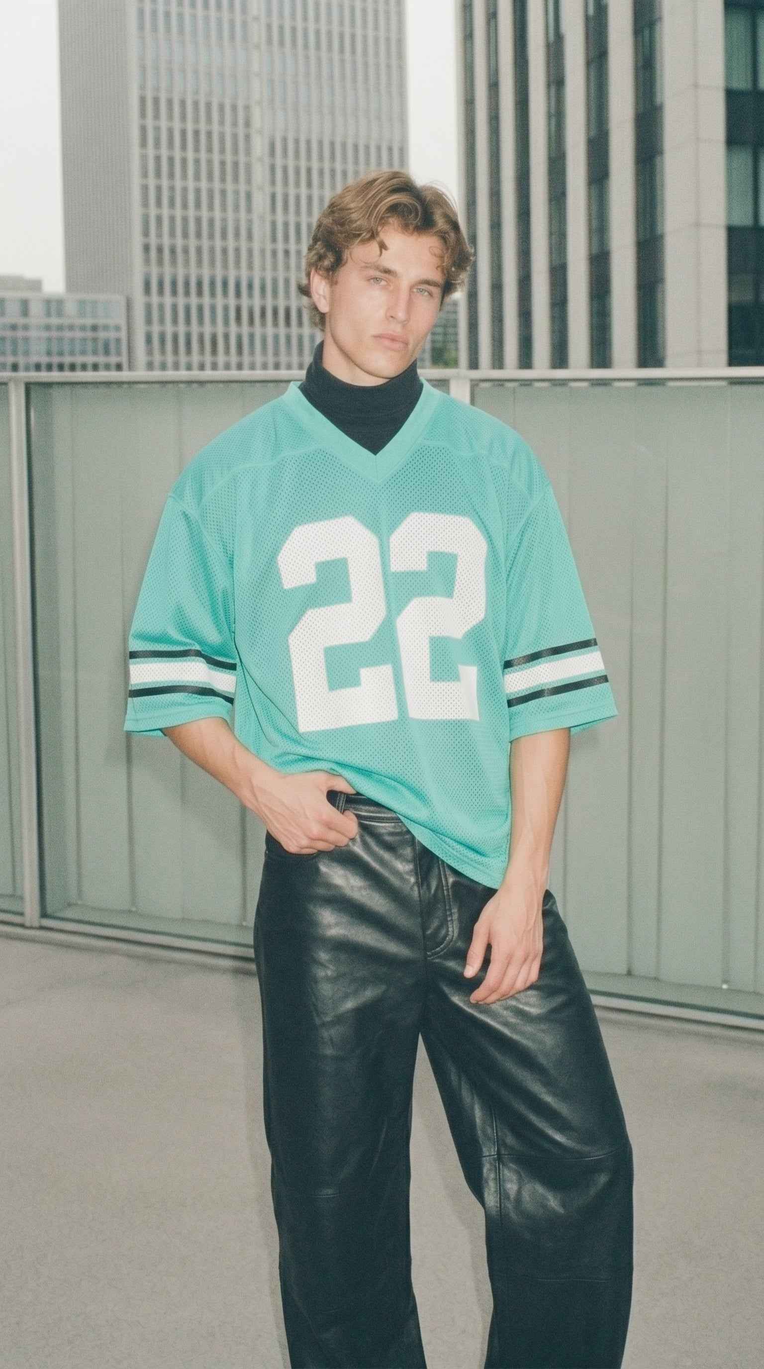 Miami Football Jersey — Teal Mesh Streetwear (South Beach Edition)