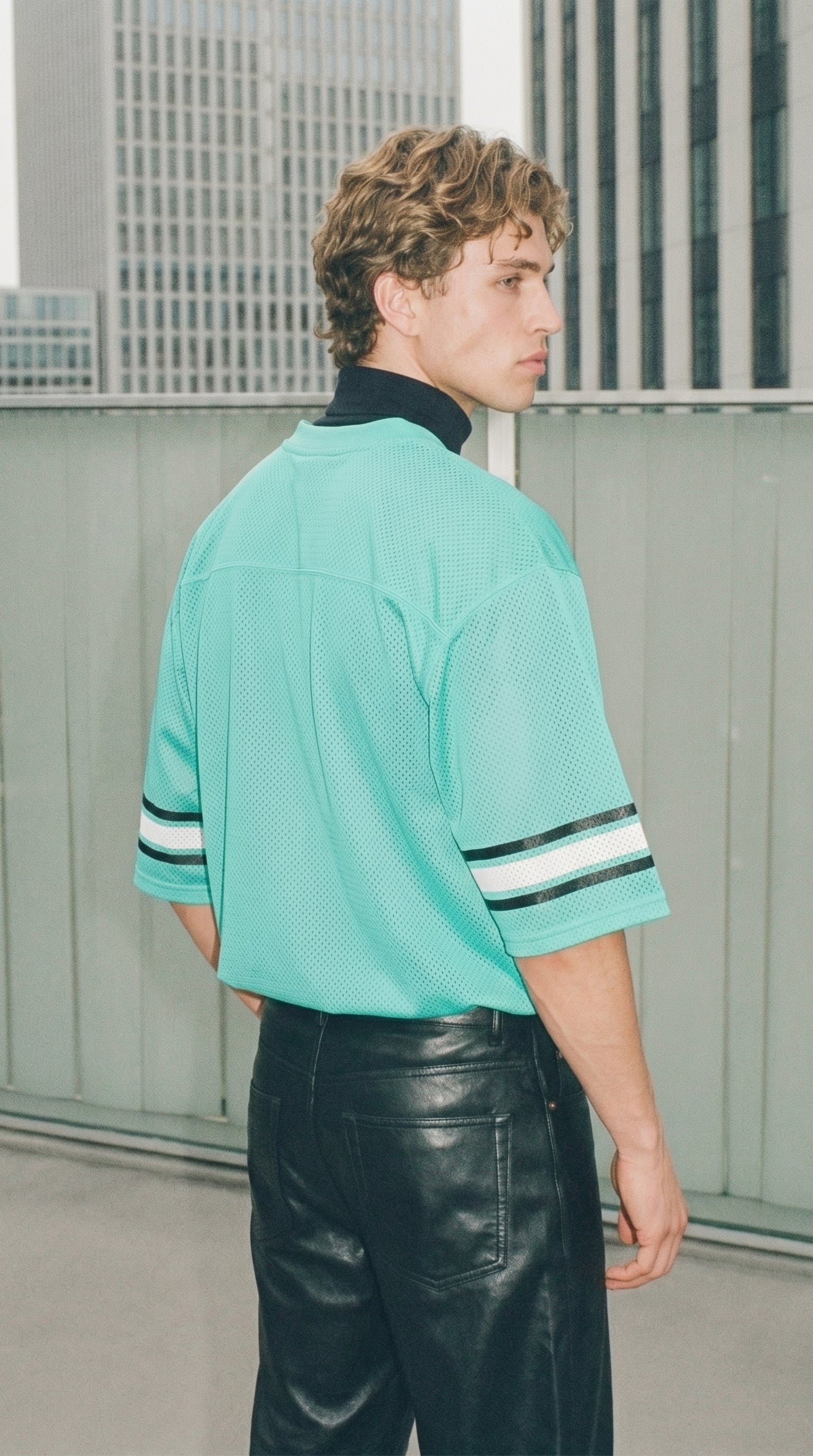 South Beach 22 Jersey — Misty Teal Mesh Streetwear (Miami Edition)