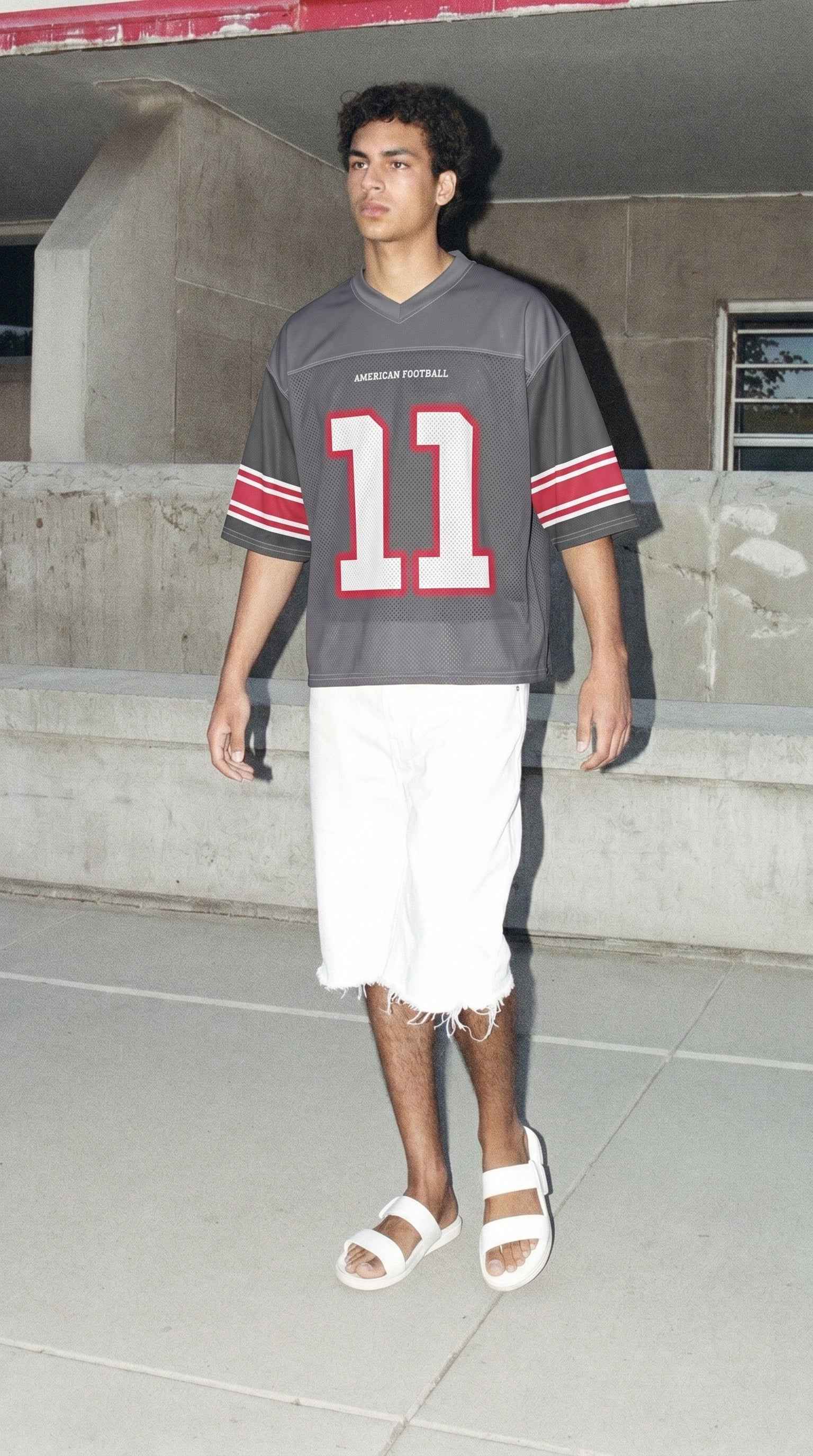 Atlanta Football Jersey — Charcoal & Crimson Throwback Mesh