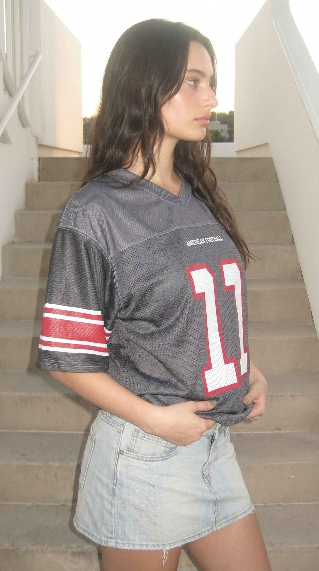 Atlanta Football Jersey — Charcoal & Crimson Throwback Mesh