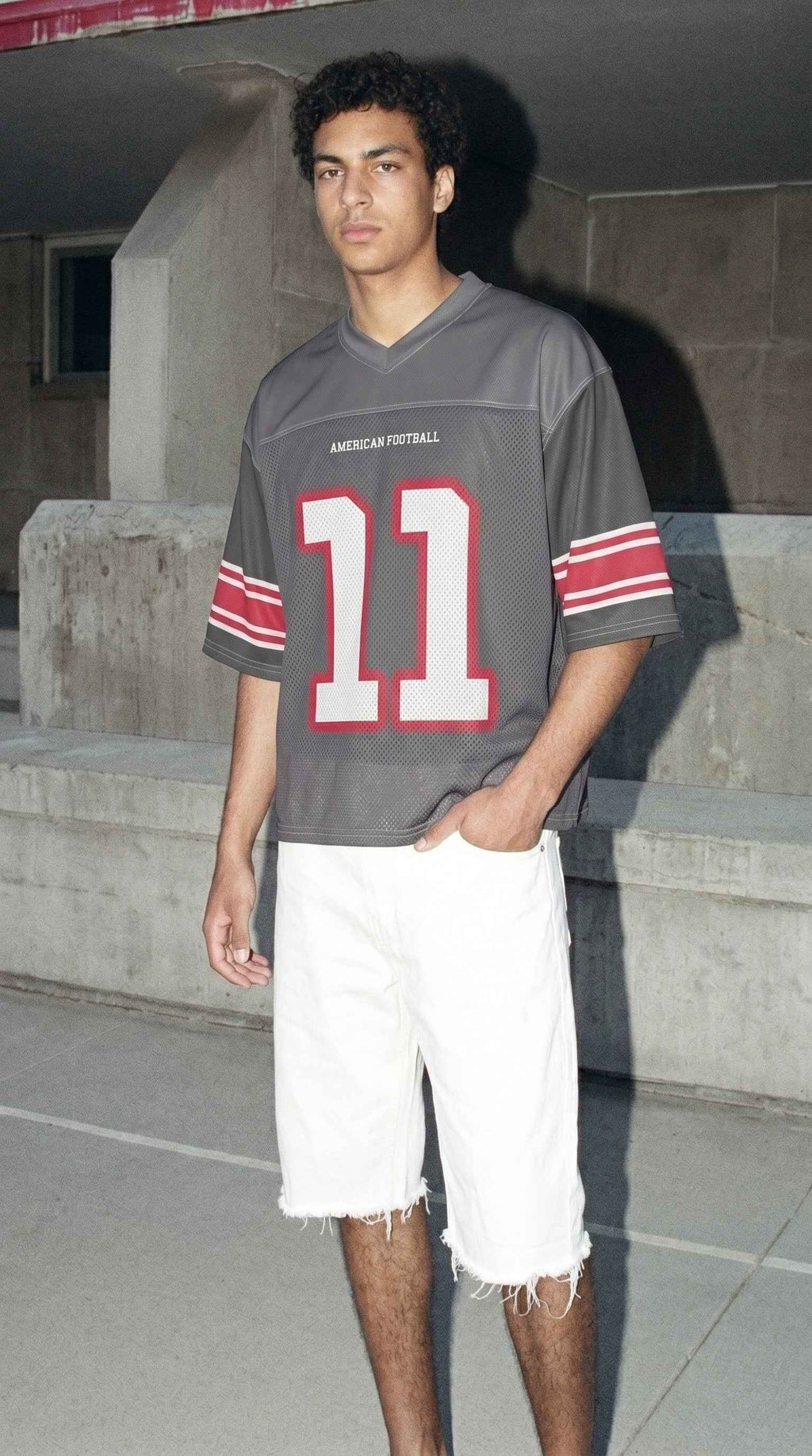 Atlanta Football Jersey — Charcoal & Crimson Throwback Mesh
