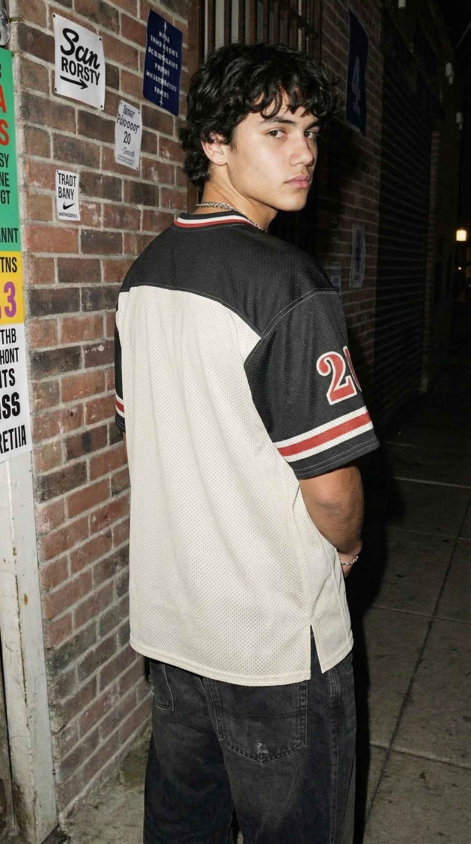Tampa Bay Football Jersey — Y2K Cream & Black Throwback Mesh