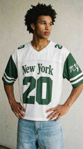 New York Football Jersey — Green & White Throwback Mesh